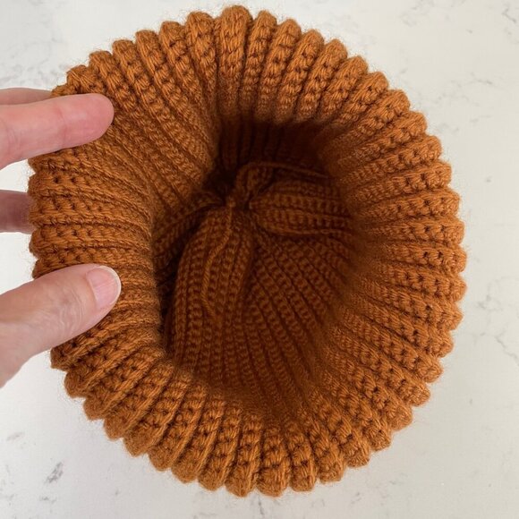 Hand Crafted Unisex Cozy Neutral Knit Toque Burnt Orange/Gold Sz OS NWOT - Picture 6 of 7